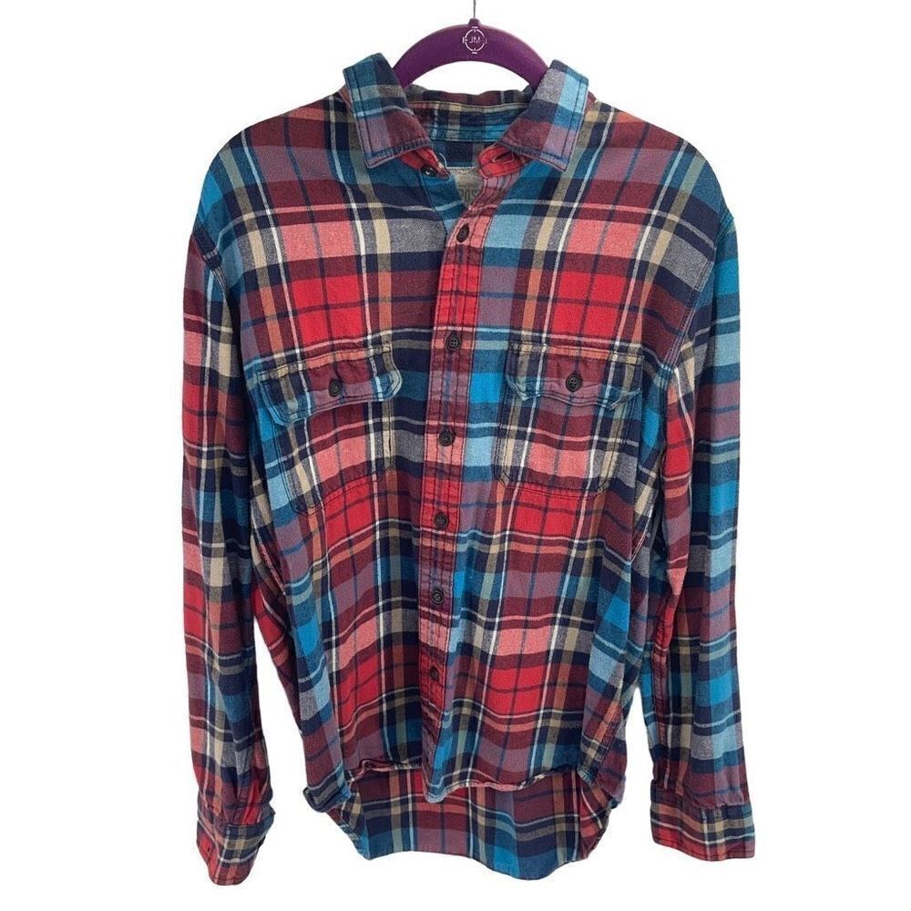 Aeropostale Flannel Plaid Button Down High Low Hem Size Medium